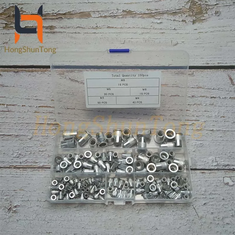 150pcs Алюминиевая заклепочная гайка комплект Rivnut Nutsert Стандартный заклепки
