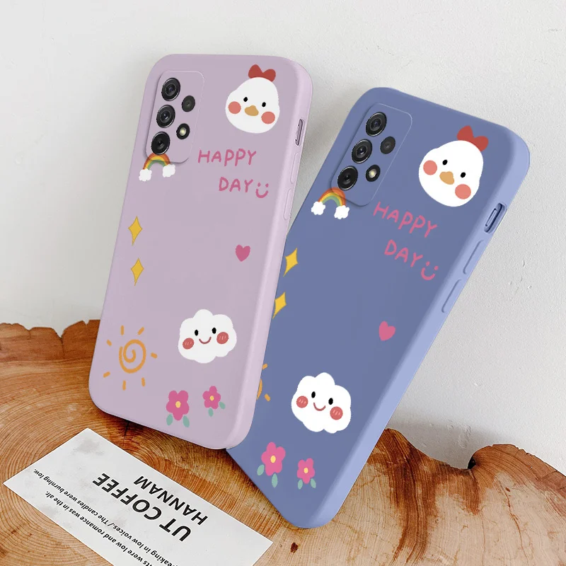 

Happy Duck Case For Samsung A72 A52 A42 A32 A22 A21S A02S A12 A02 A71 A51 A41 A31 S21 S20 FE S10 S9 Ultra Plus Soft Phone Cover