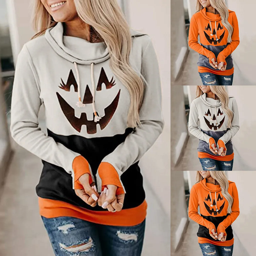 

Women Halloween Horror 3D Print Party Long Sleeve Pullover Hooded Sweatshirt