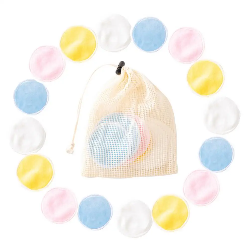 

50% Hot Sale 16Pcs Reusable Velvet Facial Makeup Wipe Remover Skin Care Pads with Storage Bag