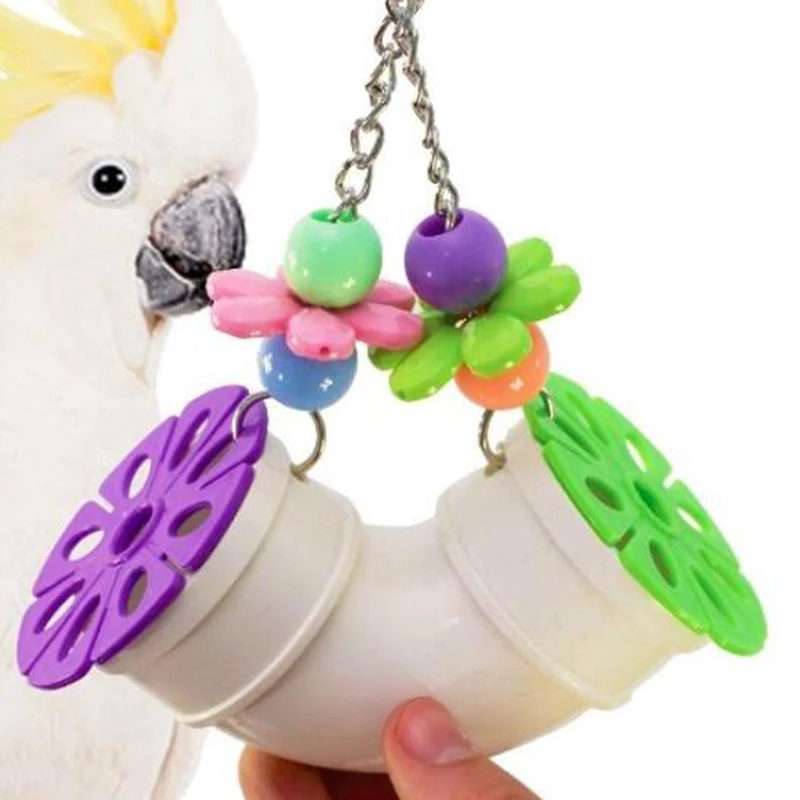 

Pet Parrot Toy Bite Toy Bird Toy Pipeline Toy Acrylic Bite String parrot toys intelligence Paw Grinding Stand Toy Gift