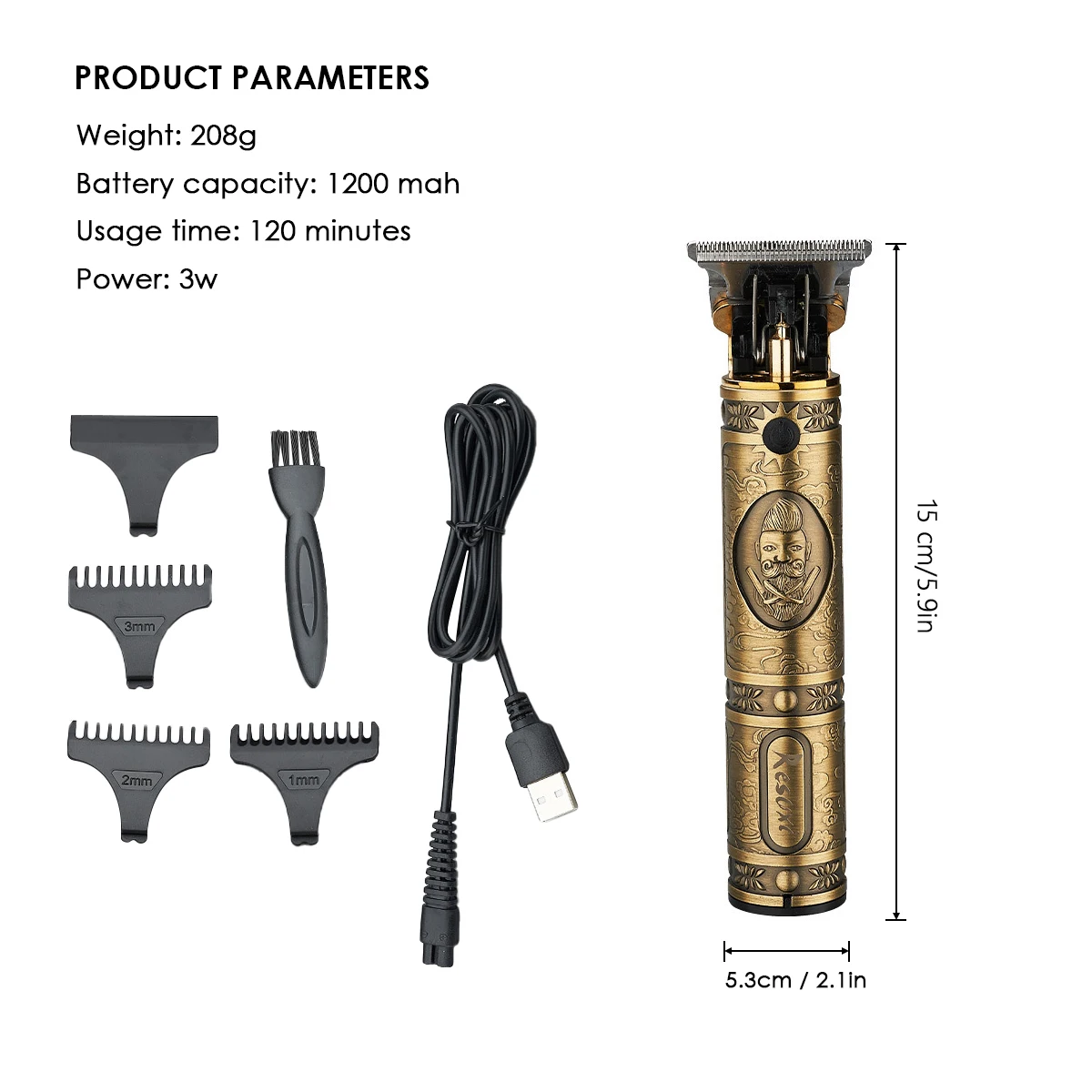 Машинка для стрижки волос Беспроводная с зарядкой от USB 3 Вт|Бритва| |