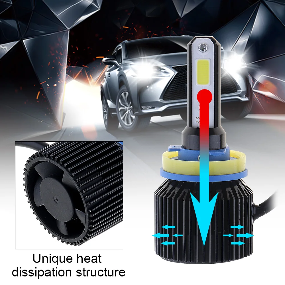 

Car Headlight 72W H11 H8 8000LM 6000K All-In-One LED Headlight Kit Hi or Lo Beam Bulbs Automotive LED Headlamps Car Light Bulbs