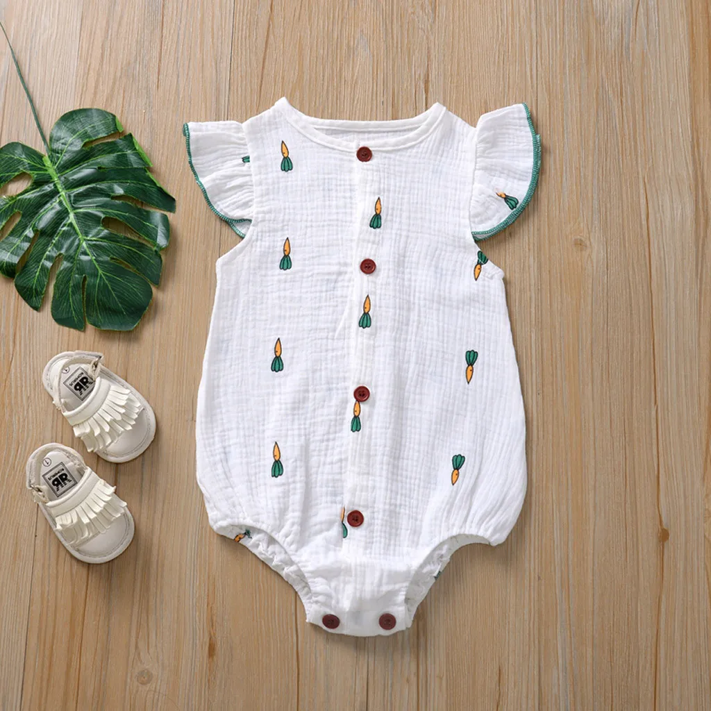 Комбинезон для новорожденных девочек хлопково-льняной наряд с рукавами летучая