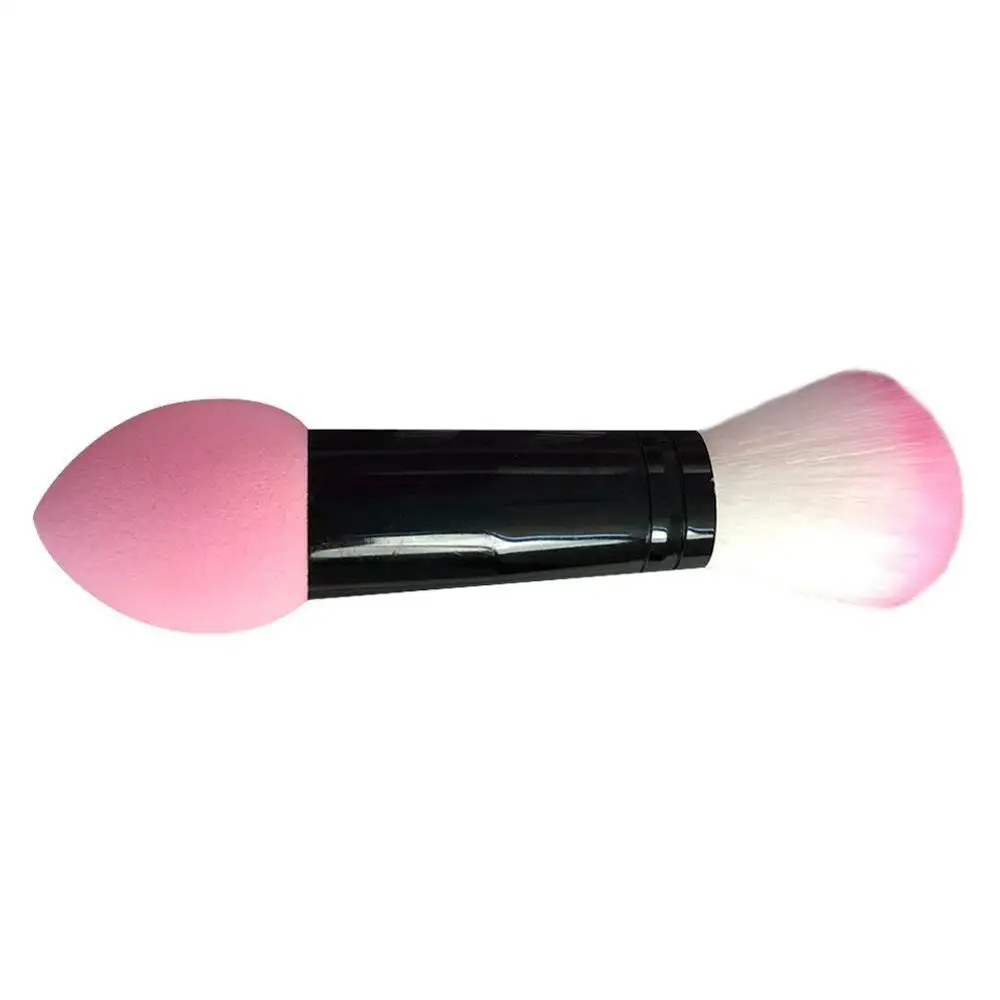 blush brush 1 шт., профессиональная кисть для румян, нейлоновые кисти для макияжа, две головки, румяна, металлические косметические инструменты с губкой, высокое качество - Handle Color: blush brush