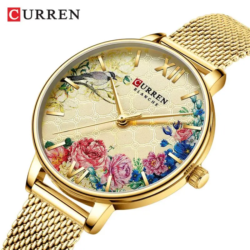 Женские часы с цветком женские кварцевые водонепроницаемые ультра тонкие