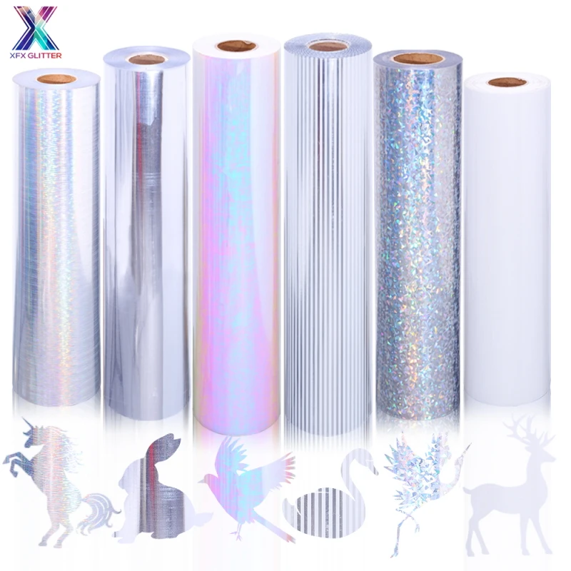 

XFX HTV 1 Sheet 25x30.5cm Holographic Laser Heat Transfer Vinyl for T Shirts DIY Cricut Heat Transfer Stickers Decorative Film