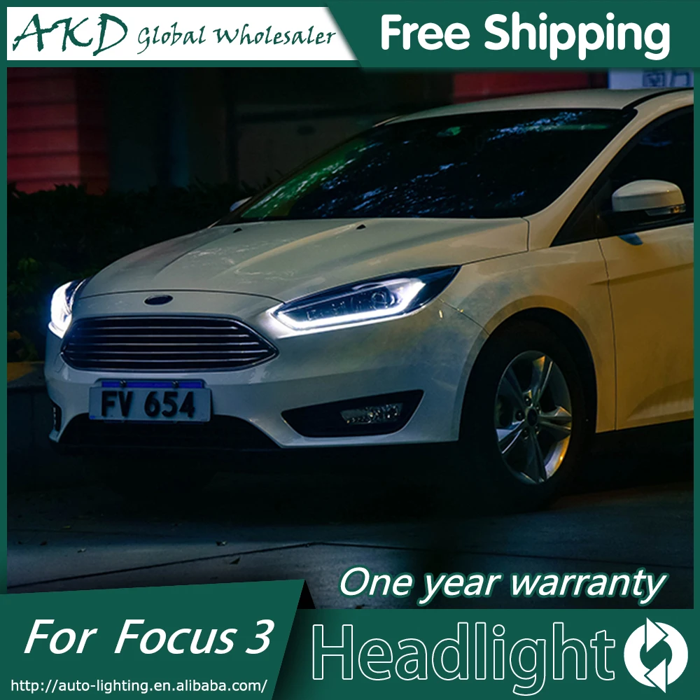 АКД стайлинга автомобилей для Ford Focus 3 светодиодный фары New2015 2018Focus DRL Bi Xenon