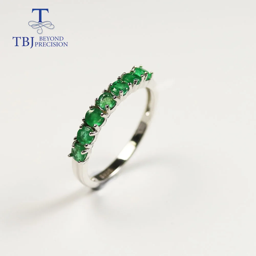 Small simple real Emerald Jewelry Set natural Zambia green emerald Round 3mm gemstone Ring earring 925 sterling silver tbj | Украшения и