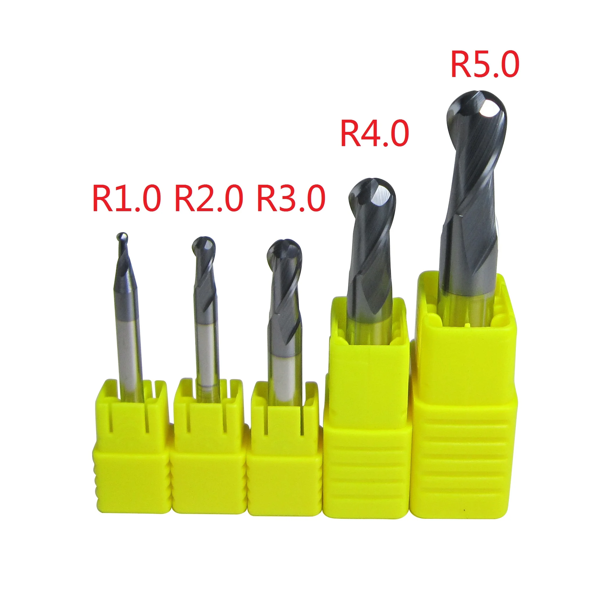 5 шт. Ø 2 мм 10 R1 R5 шаровые концевые фрезы Набор CNC Фрезерные Металлообработка 45HRC 55HRC