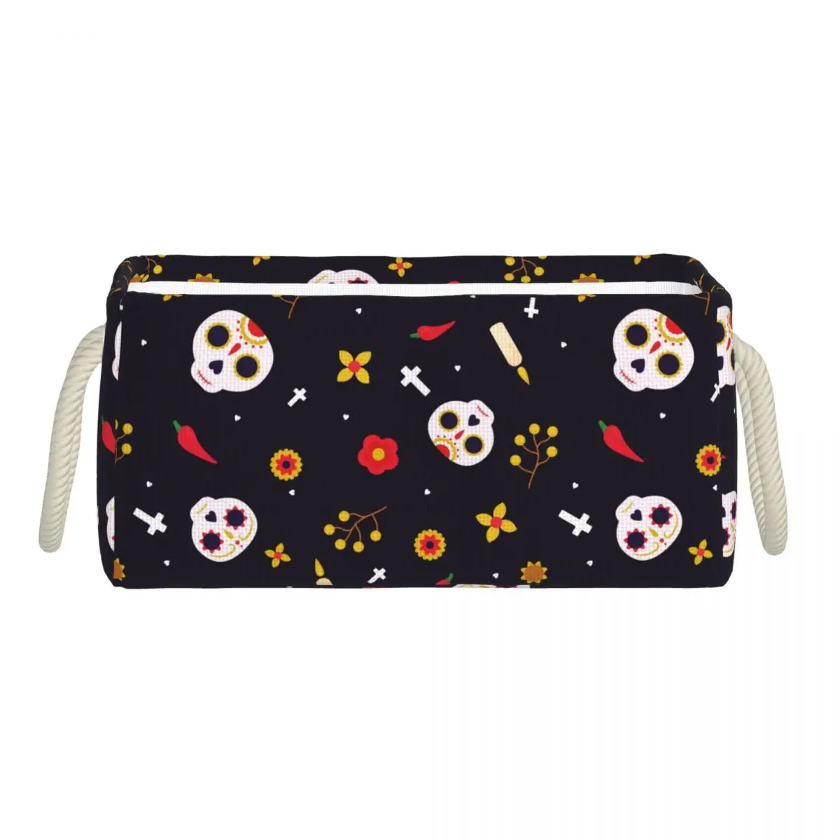 

Linen Desktop Storage Box Day Dead Skulls Waterproof Toy Sundries Basket Cosmetic Underware Storage Organizer Office Stationery