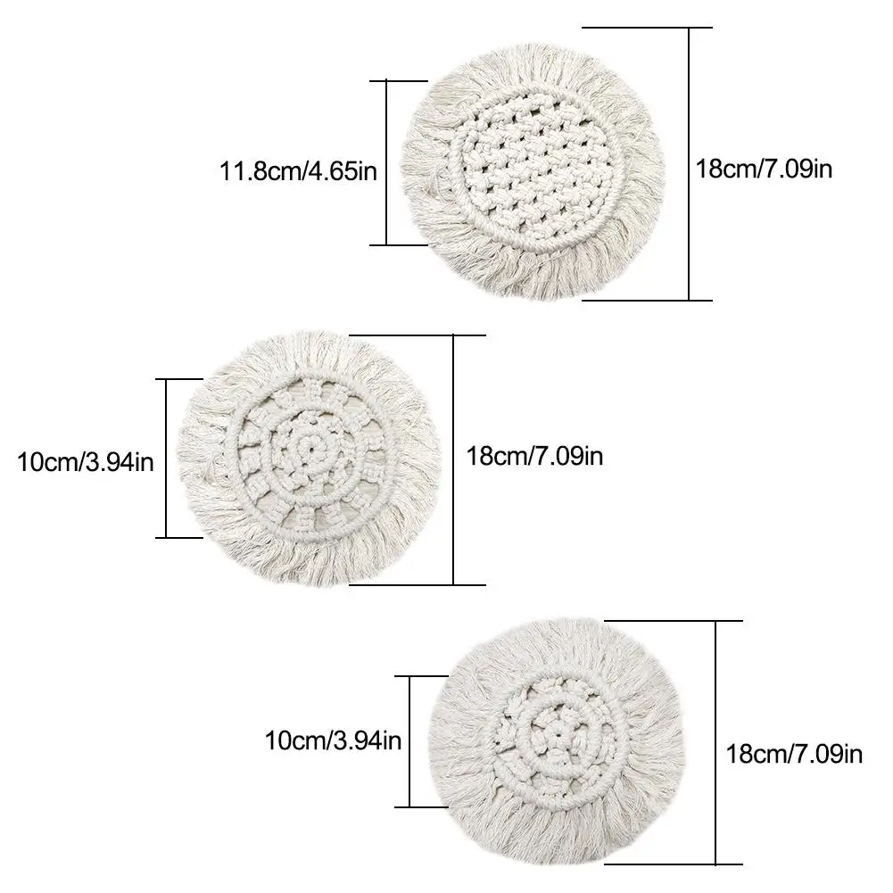 

Nordic Coaster Non-slip Macrame Cup Pad Insulation Table Mat Bohemia Hand Woven Cotton Mat For Kitchen Table Decor