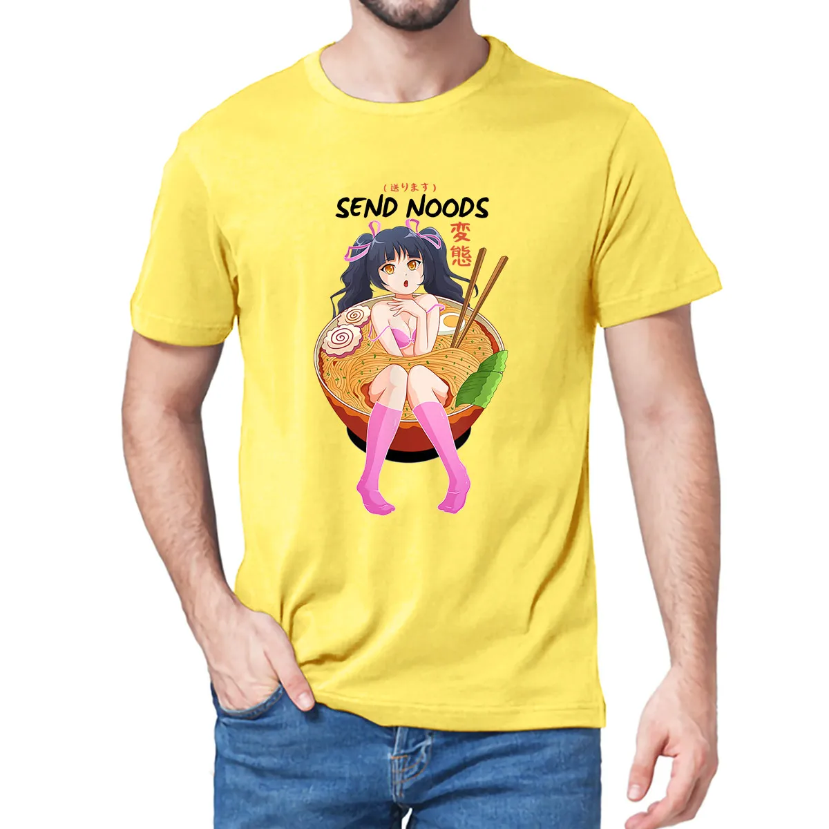 

Футболка с надписью «отправить Noods», забавная Мужская футболка из 100% хлопка с надписью «Ra», «миска лапши», «Shabu», «Hentai Otaku»