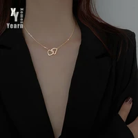 design sense double heart buckle pendant stainless steel gold colour necklace sweet accessories fashion clavicle chain for woman