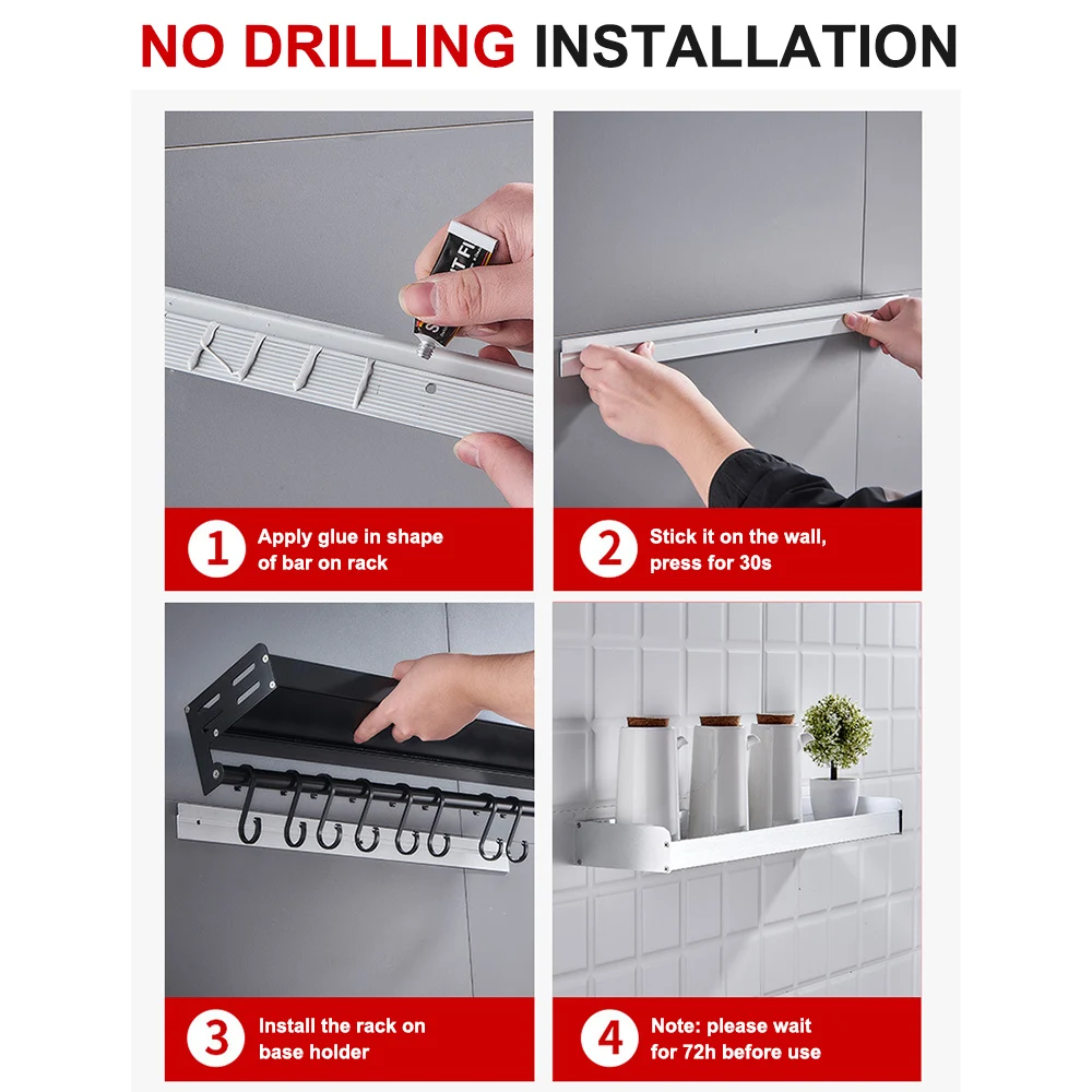 

Kitchen Storage Rack Wall Mount Spice Rack Holder Kitchen Storage Hanging Hook Organizer Shelf Cuisine Bathroom Accessories