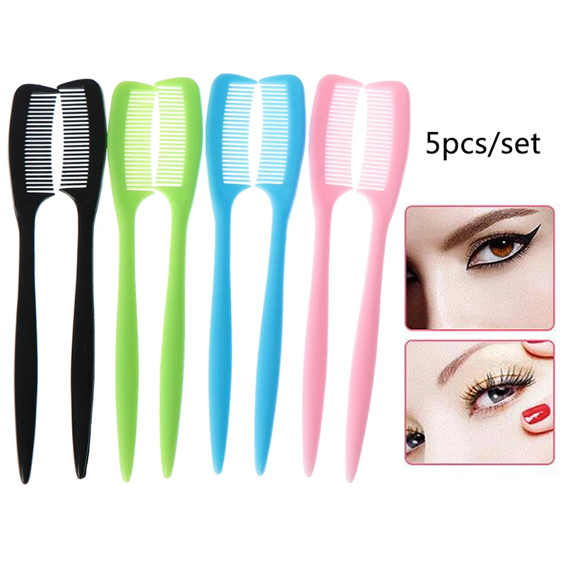 

5pcs/lot Lash Extension Plastic Brush Eyelash Eyebrow Comb Lift Curl Eye Makeup Comb For Women's Fashion Random Color