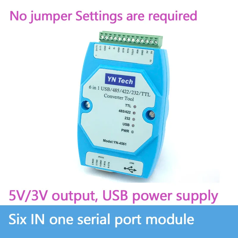 

2PCS/LOT YN4561 Six-in-one Serial Port Module CP2102 USB/485/422/232/TTL Mutual Conversion Serial COM