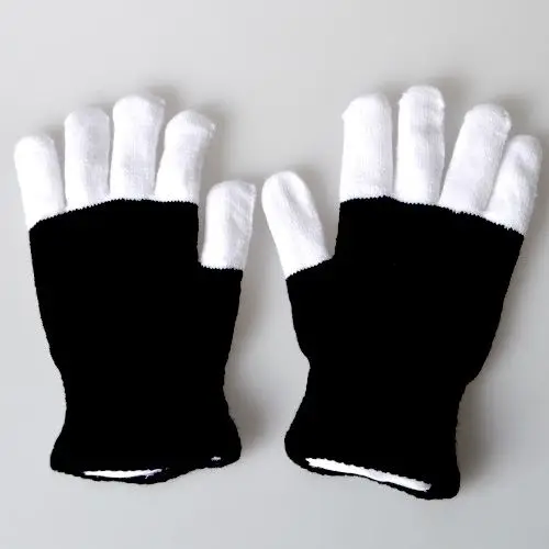 

Winter Novelty Party Glow Party Supplies Glowing Gloves LED Rave Flashing Glove Glow 7 Mode Light Up Finger Tip Lighting Black