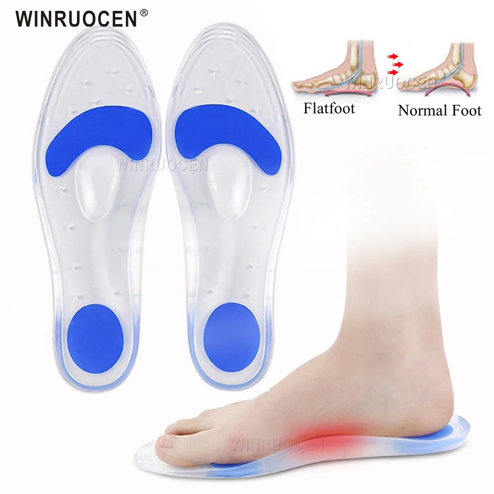 

Doctor Recommended High Quality Silicone Gel Orthopedic Insoles For Shoes Flat Feet Men Women's Sports Plantar Fasciitis Pads