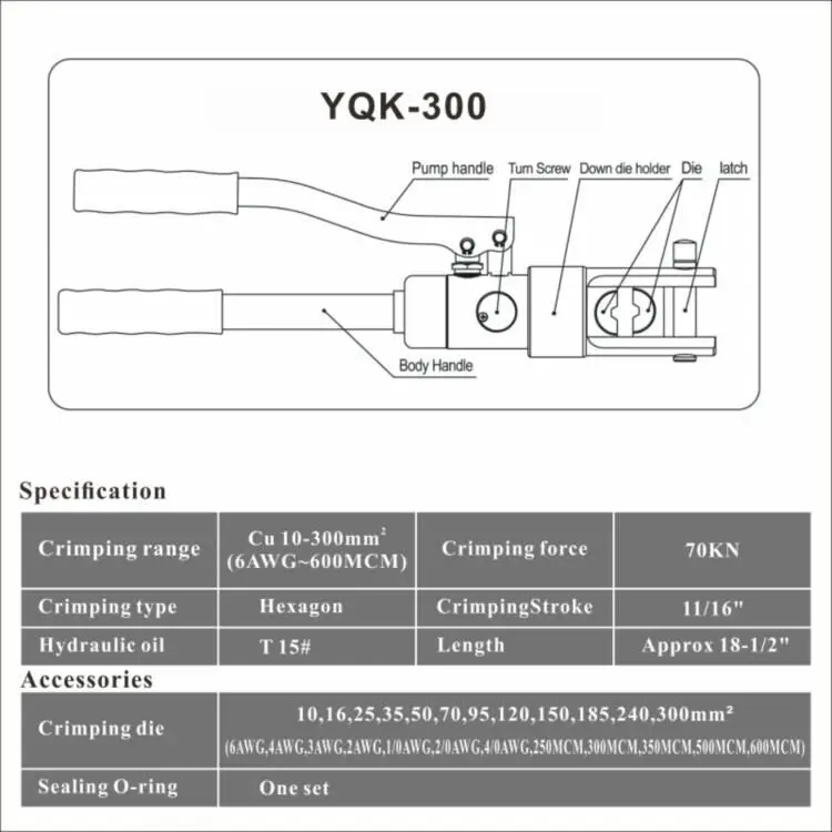 Гидравлический обжимной инструмент для кабельный 10-300 мм2 | Инструменты