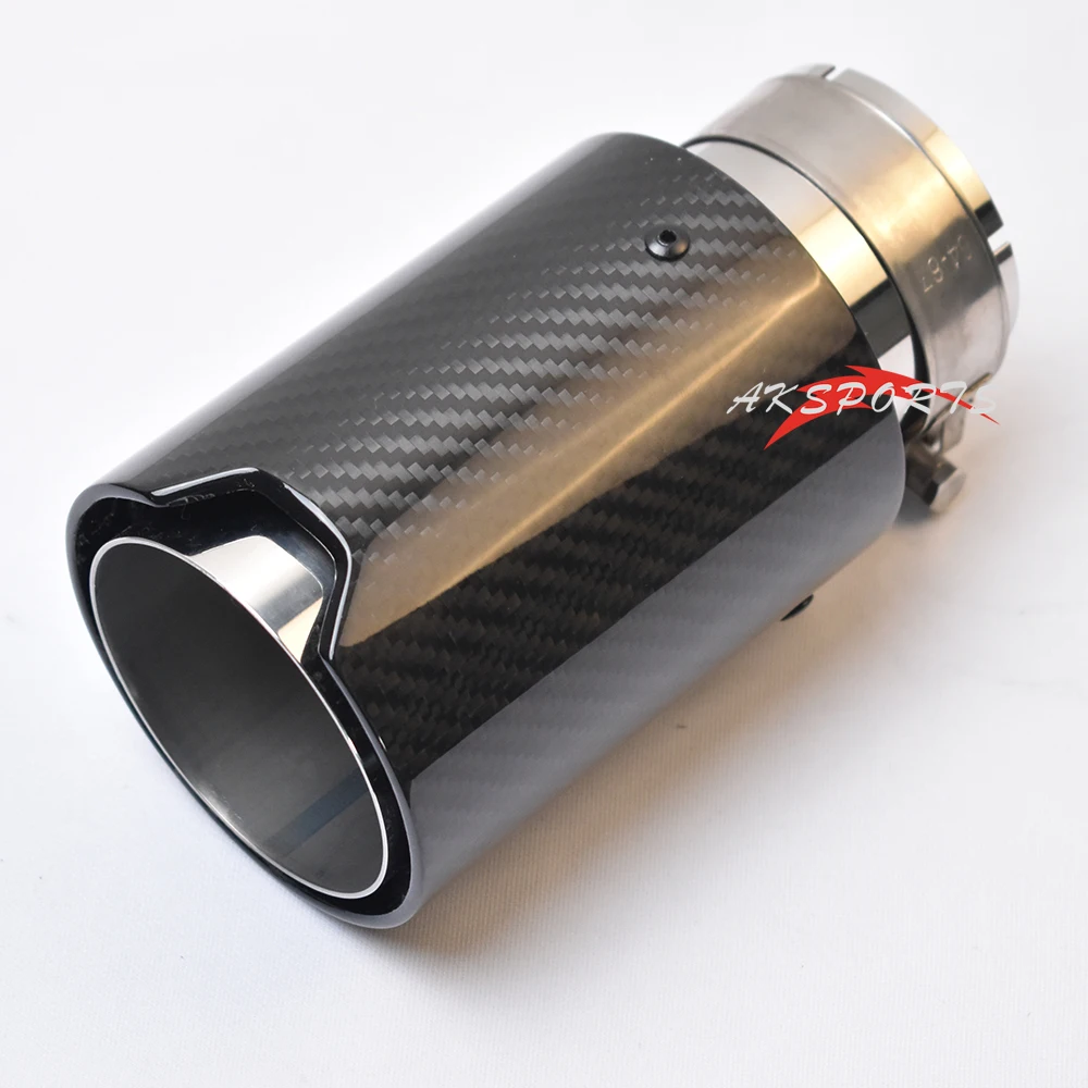 

Car Universal Muffler Pipe Glossy Carbon Fiber Exhaust Tip Without Logo for E93