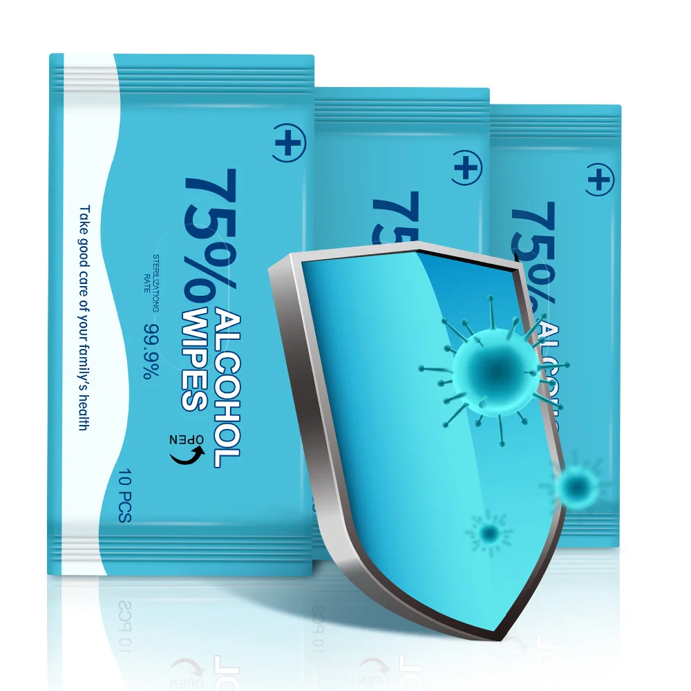 10 sheetодноразовые спиртовые дезинфекционные влажные салфетки Эффективные