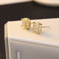 14k gold real mini diamond stud earrings kolczyki brincos women perola bizuteria boucle aros mujer oreja orecchini stud earring