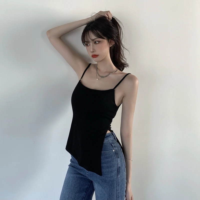 

Split Long Camis Sleeveless TanksTops Casual Tops Vest Femme Camisole Women Lingerie Sexy Slim Fashion Streetwear High-street