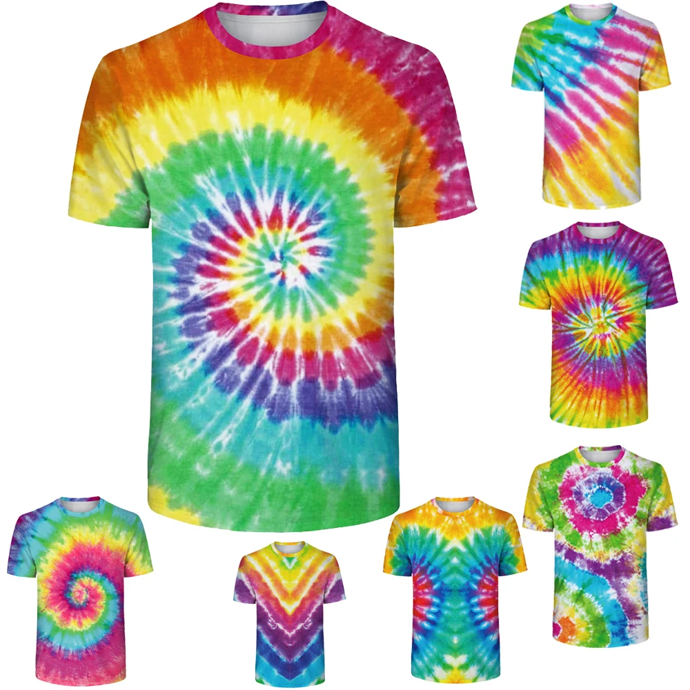 Новая летняя женская футболка с 3D принтом Tye Dye для фитнеса коротким рукавом