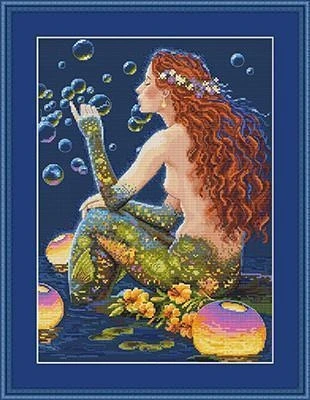 

ZZ MM Gold Collection Counted Cross Stitch Kit Cross stitch RS cotton with cross stitch Bubbling Mermaid
