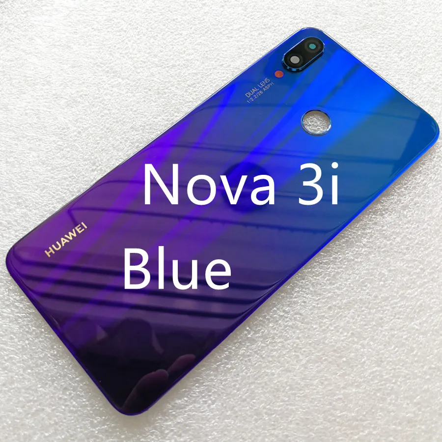 Для huawei Nova 3 крышка батареи Задняя стеклянная задняя дверь корпус чехол для huawei Nova 3i крышка батареи с объективом камеры Замена - Цвет: Nova 3i Dark Blue