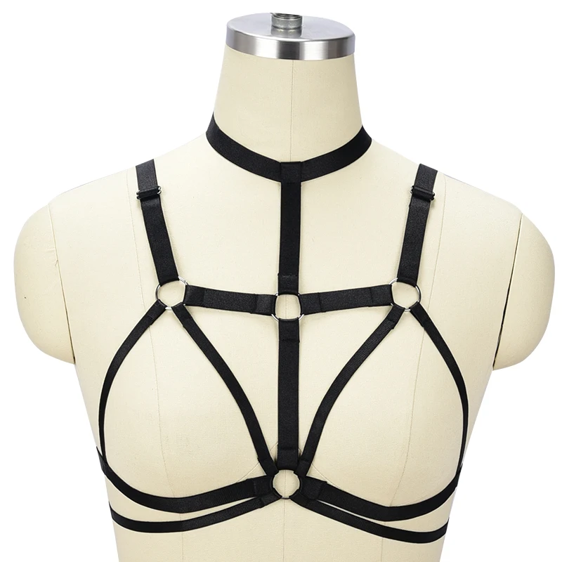 

Womens Body Harness Cage Cupless Bra Bondage Body Harness Belt Pole Dance Sexy Lingerie Punk Leg Garter Hollow Open Bra