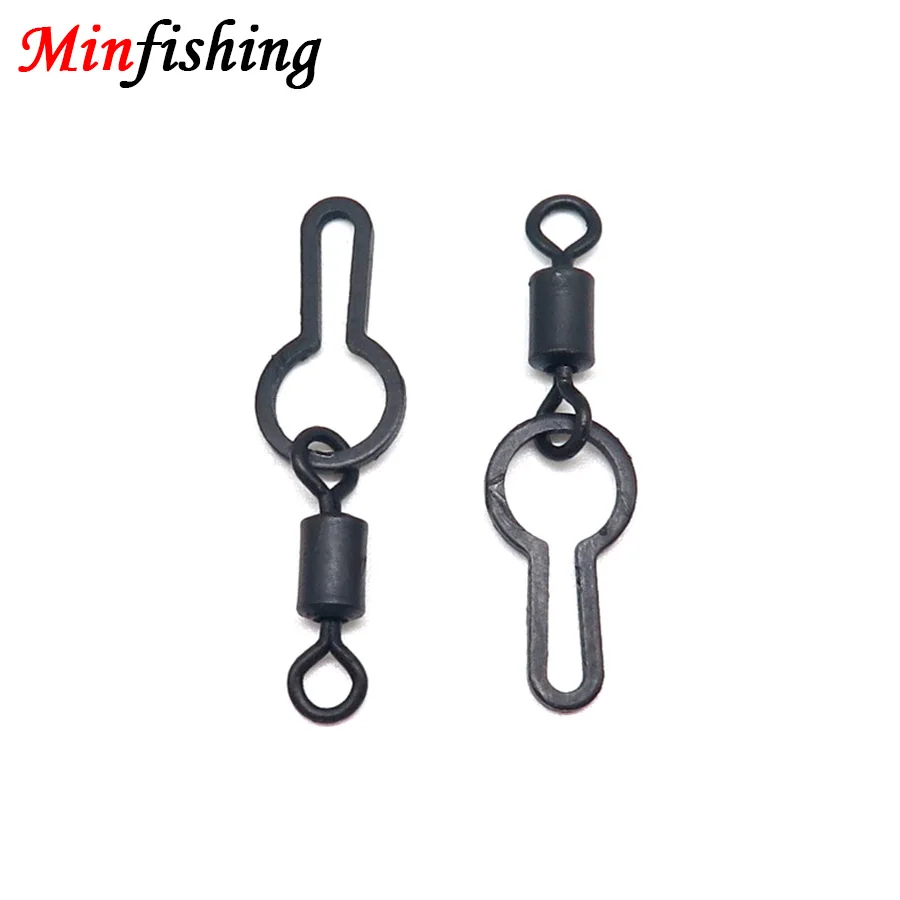 Minfishing 25 шт./лот черный Вертлюг для ловли карпа с кольцом-зажимом крючок