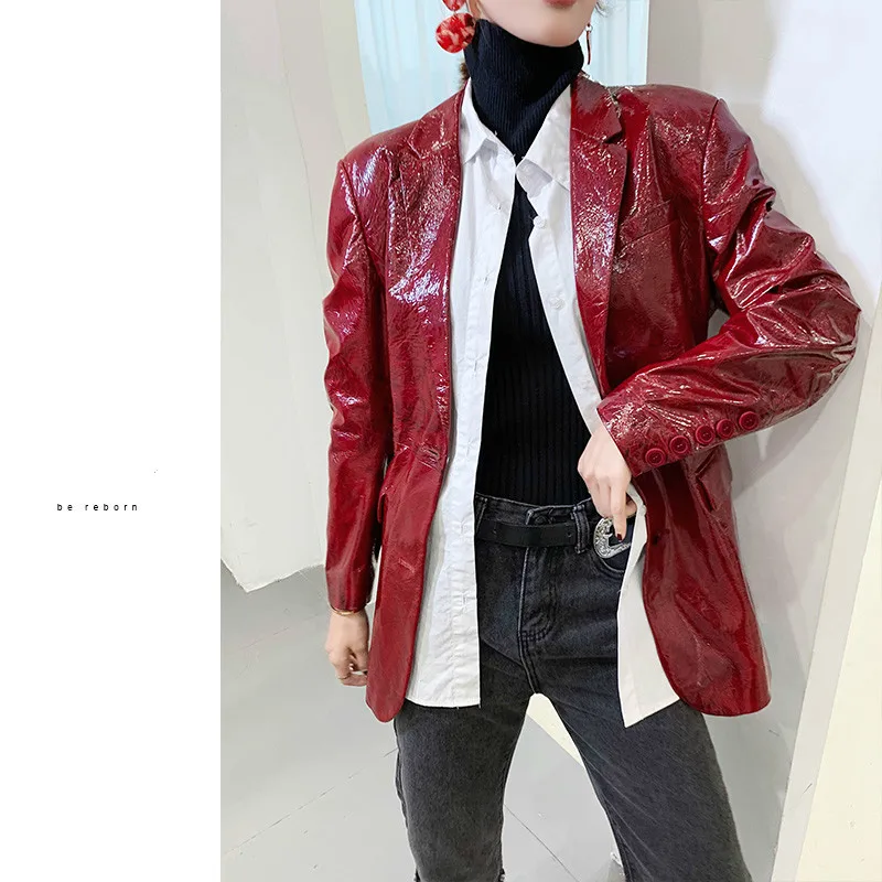 

Women's Sheepskin Coat Genuine Leather Women Clothes Blazer Motorcycle Biker Jacket Slim Fit Spring Autumn ZHF535 KJ4106