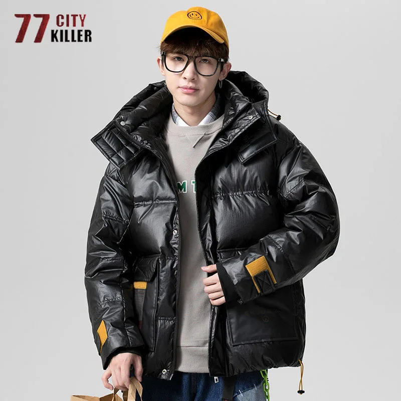 

2021 New Winter Quilted Thicken Warm 90% Duck Down Jackets Mens Fashion Hip Hop Loose Casual Big Pocket Puffer Jacket Coats Male