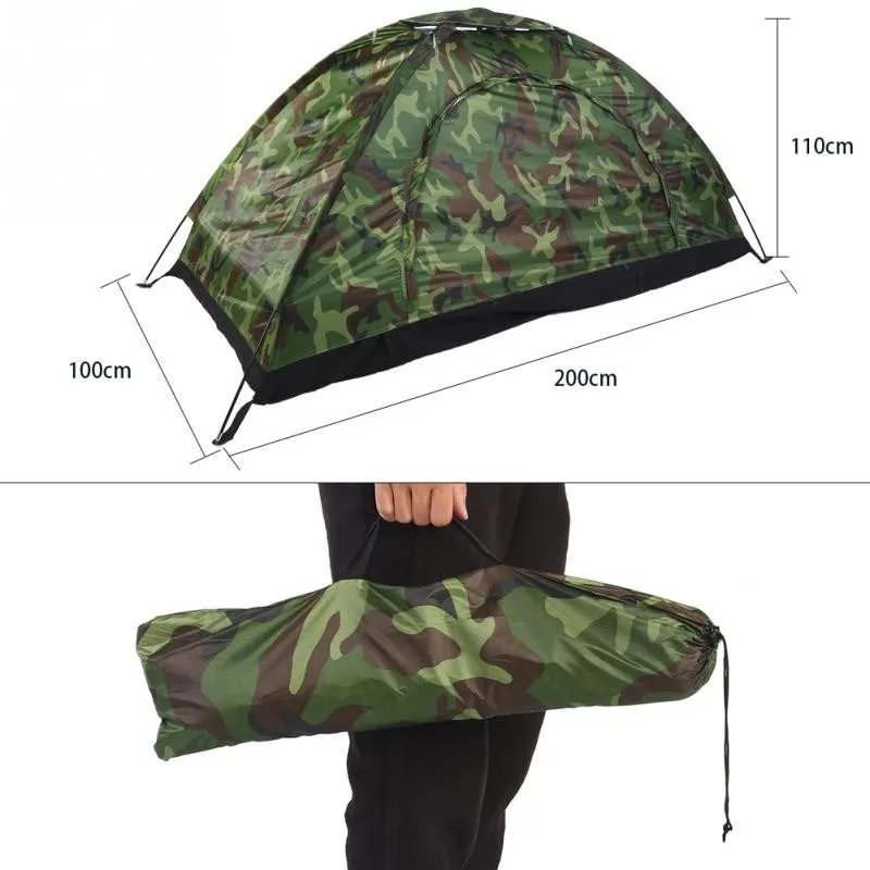 Camping Tent Camouflage Beach Ultralight Outdoor Single Layer Military Sun Shade Shelter Hiking Travel waterproof | Спорт и