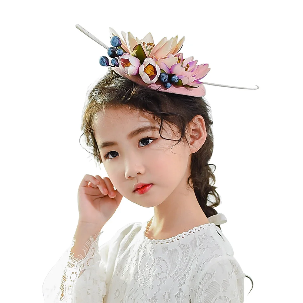 Для торжественного случая шапка для женщин и девушек лотоса цветы перья шляпа