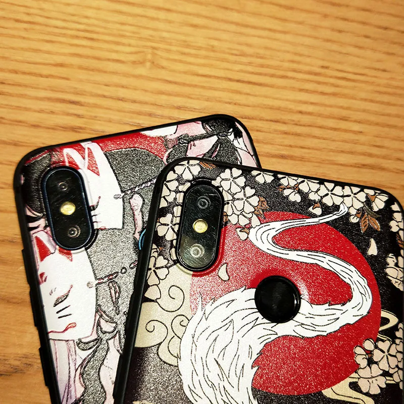 Chinese Style Fashion 3D Emboss Cute Cover For XiaoMi Mi 8 Mi8 SE 6X Mix 2 2S Case for xiaomi mi Mix2 Back Shell |