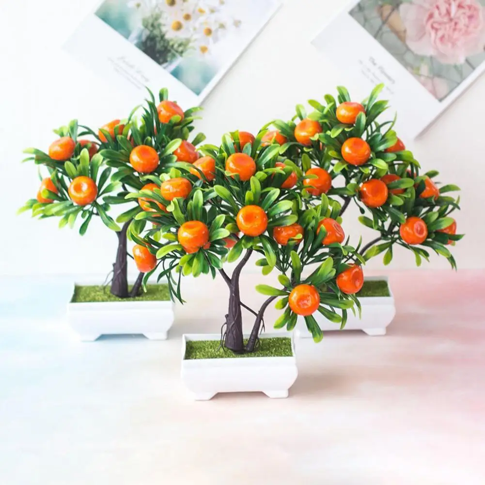 

Artificial Plants Bonsai Mandarin Orange Fruit Tree Potted for Home Wedding Room Decoration Flower Hotel Party Decor Fake Potted