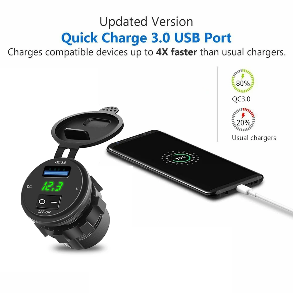 KEBIDU 18 Вт телефон QC 3 0 USB Автомобильное зарядное устройство гнездо Цифровой