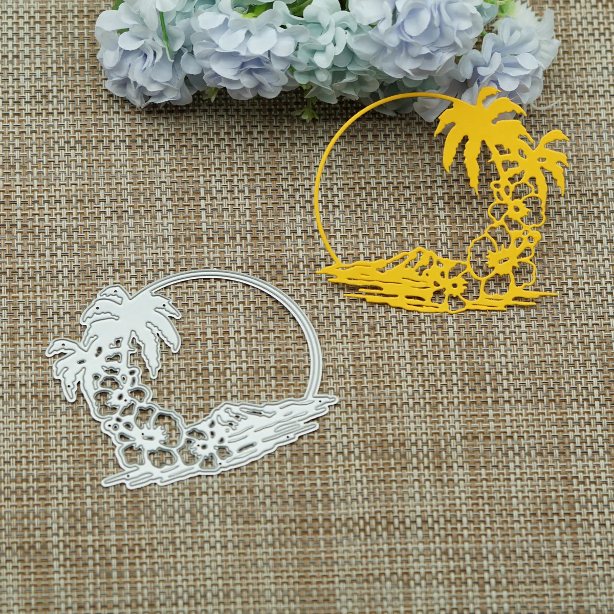 Остров кокосовое дерево шаблон Скрапбукинг металлические режущие штампы для