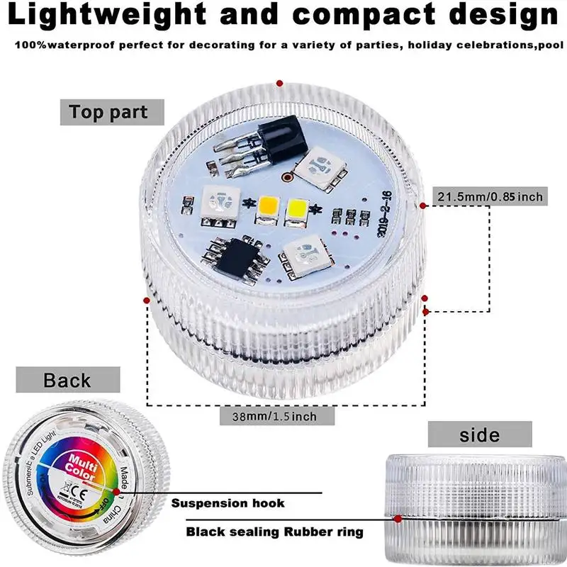 

IP68 Waterproof Multi Color Submersible LED Lights Underwater Night Lamp Tea Light Vase Bowl Party Wedding Christmas Decoration