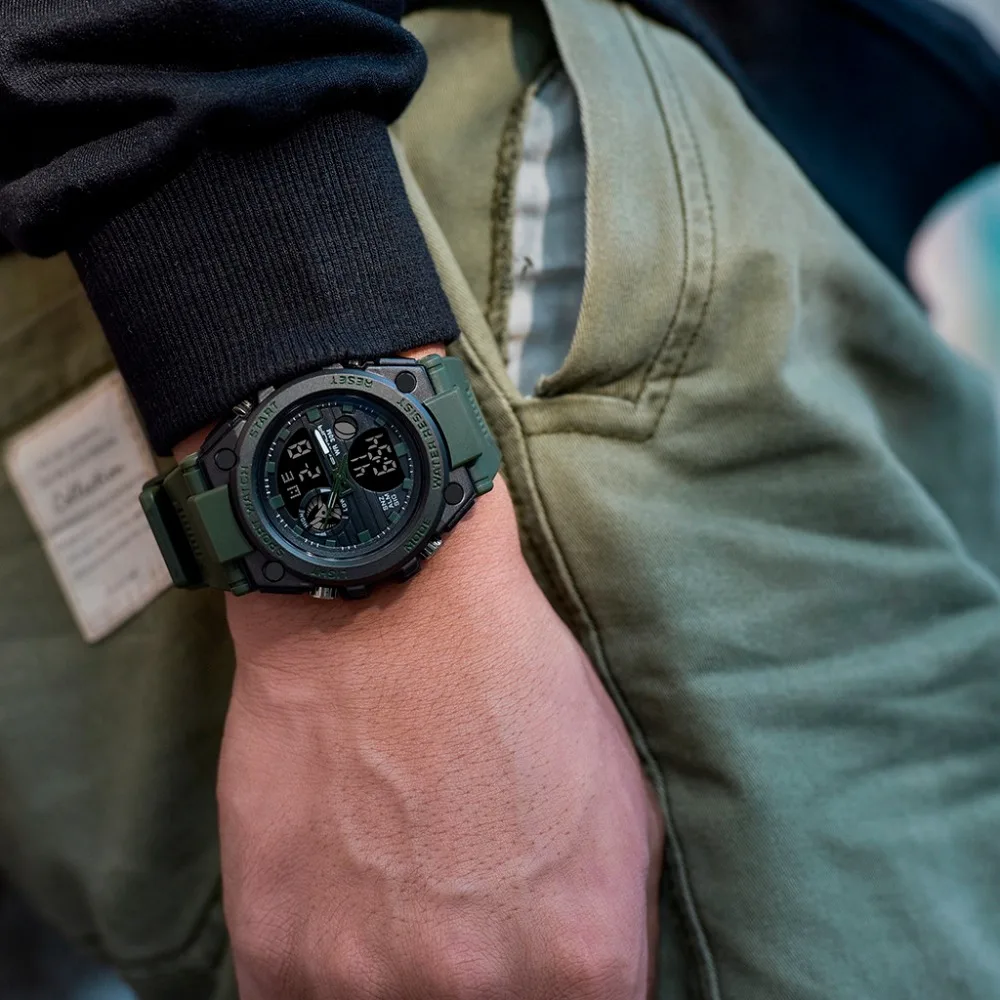 reloj мужские спортивные часы с двойным дисплеем Аналоговый Цифровой светодиодный электронный модные наручные часы reloj hombre erkek kol saati