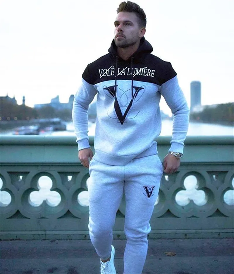 Высокое качество Новый спортивный костюм толстовка с капюшоном мужская