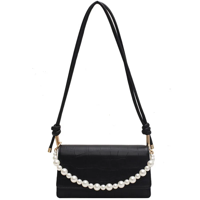 

2020 Autumn Winter New Crossbody Bag for Female PU Leather Women's Small Square Shoulder Bag Ins Chic Pearl Handbag Purse