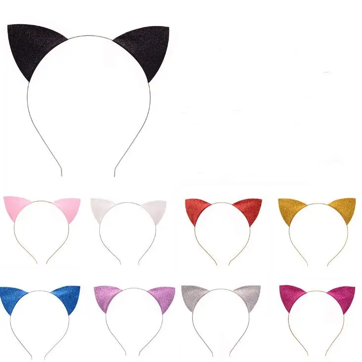

Cat Ears Headband Cute Lovely Glitter Cat Ear Headwear Glitter Hair Bands Headbands Head Hoop Clasps LX1407