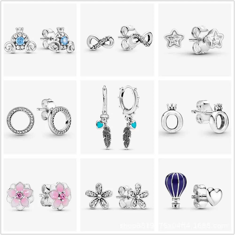 

Hot Sale 925 Sterling Silver Pan Earrings Blue Pumpkin Car Heart Earrings Are Suitable For Women To Wear Original Diy Jewelry