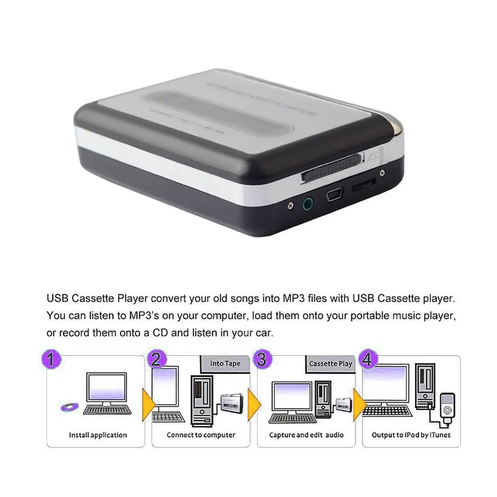 Портативный USB Кассетный плеер рекордер лента для MP3 конвертировать музыку на ленте на ПК кассеты в MP3 конвертер аудио кассетный плеер