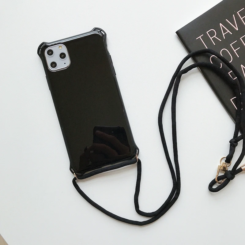 Простой чехол карамельного цвета для iPhone 11 Pro XS MAX X XR 8 7 6 S Plus сплошной цвет Пластиковый ударопрочный Твердый чехол с плечевым ремнем