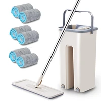 flat squeeze magic automatic mop and bucket avoid hand washing microfiber cleaning cloth kitchen wooden floor lazy fellow mop